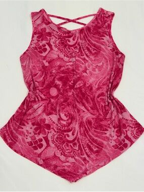 Crisscross Back Pink Patterned Tank Top